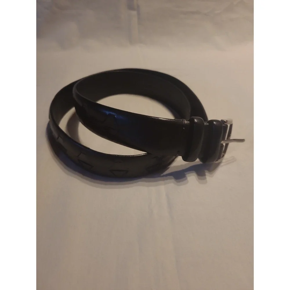 Black Dockers Leather Belt Hand Stained And Hand Laced 36
